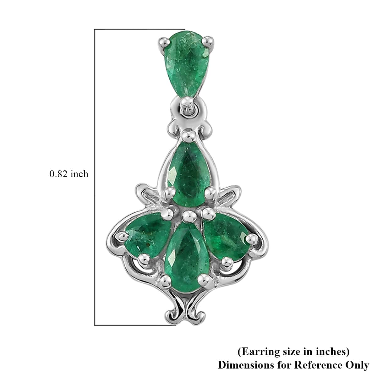 AAA Kagem Zambian Emerald Dangling Earrings in Platinum Over Sterling Silver 1.60 ctw image number 5