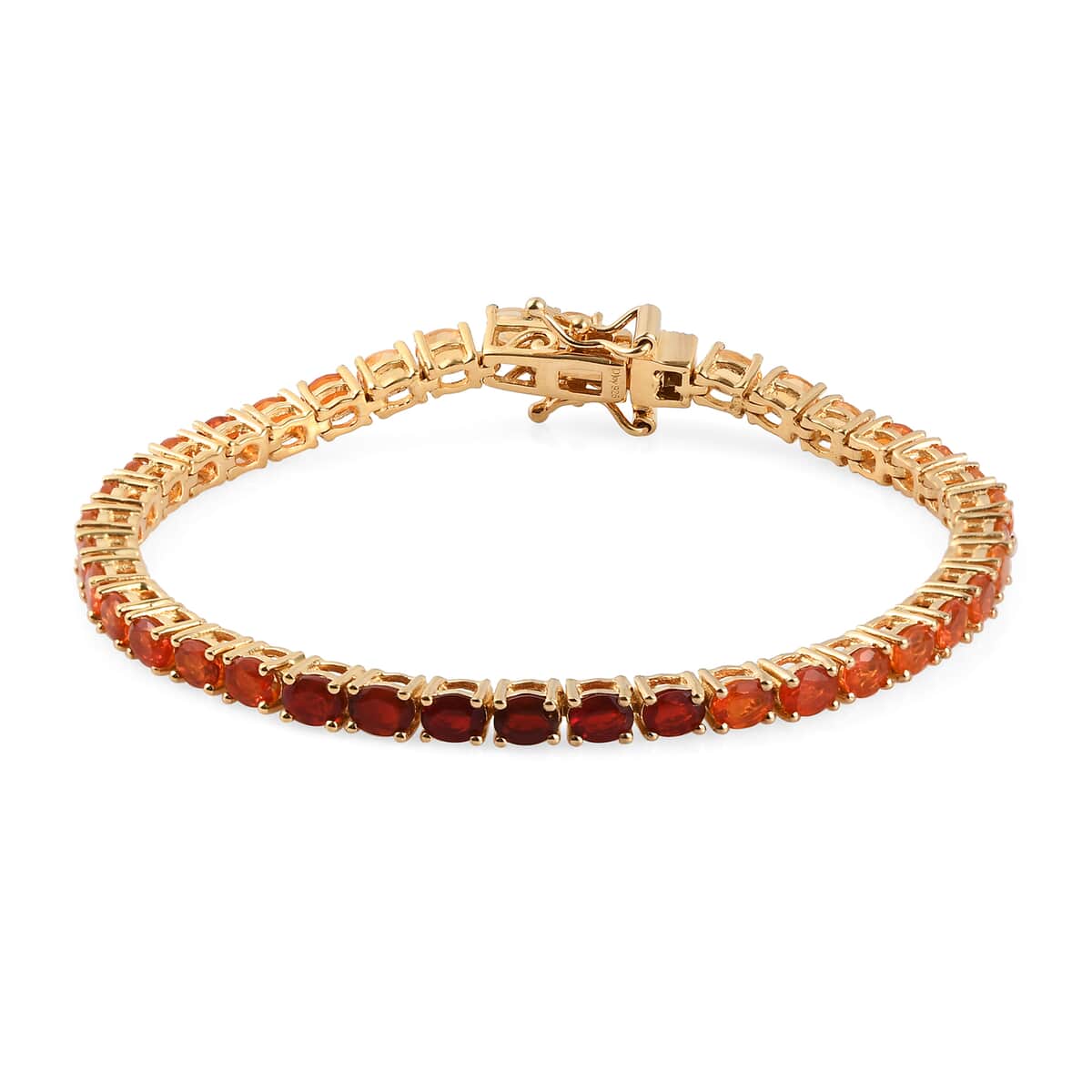 Shades of Fire Opal Tennis Bracelet in Vermeil Yellow Gold Over Sterling Silver (6.50 In) 5.00 ctw image number 0