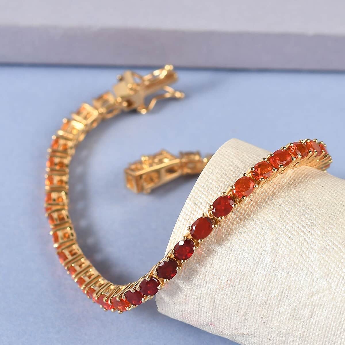 Shades of Fire Opal Tennis Bracelet in Vermeil Yellow Gold Over Sterling Silver (6.50 In) 5.00 ctw image number 1