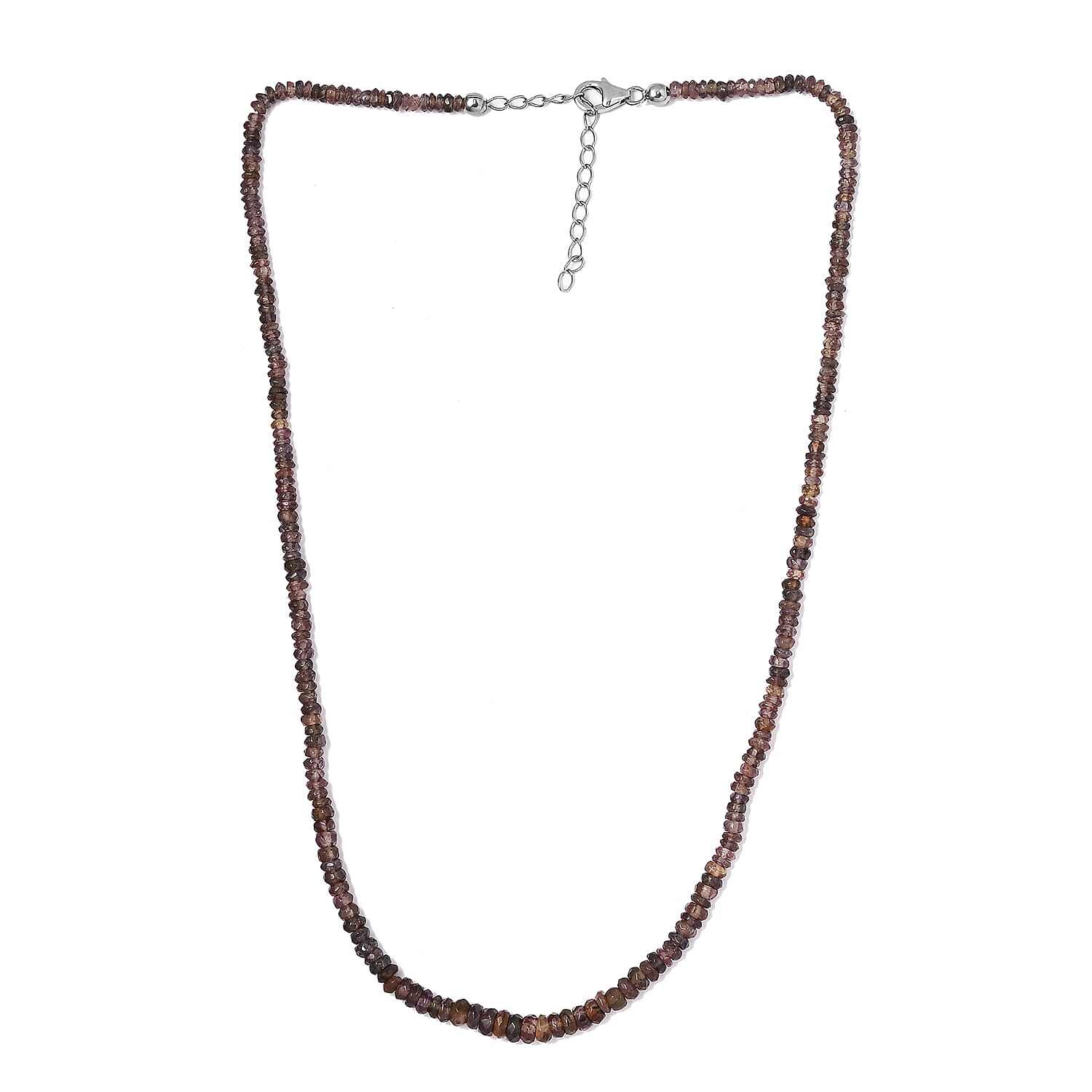 Merelani Color Change Garnet Beaded Necklace 18 Inches in Rhodium Over Sterling Silver 63.70 ctw