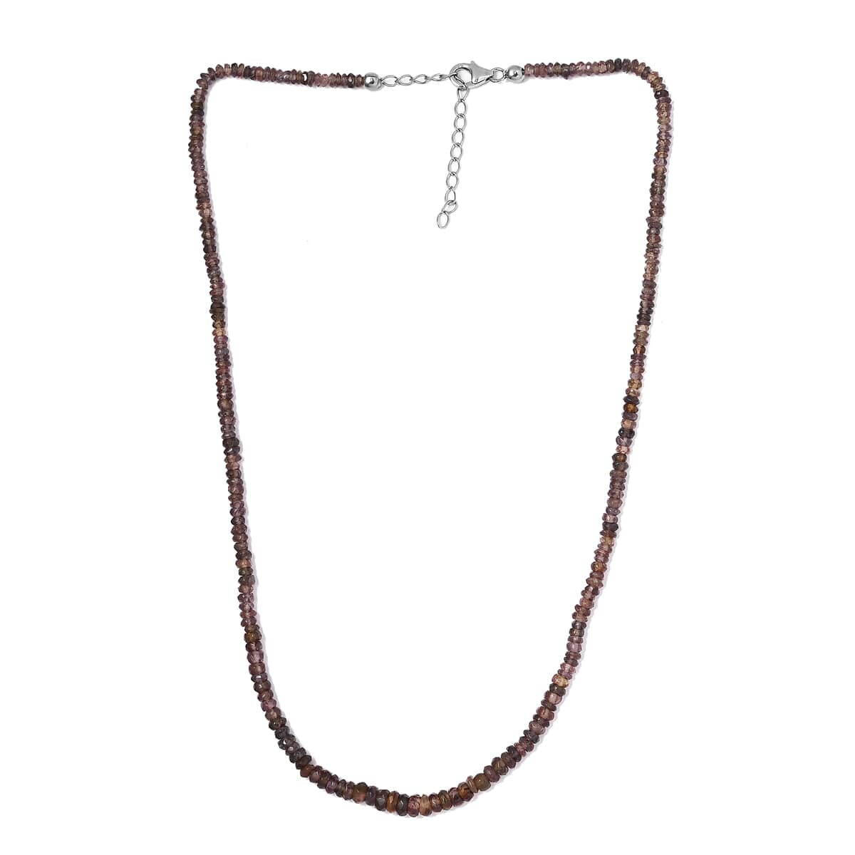 Merelani Color Change Garnet Beaded Necklace 18 Inches in Rhodium Over Sterling Silver 63.70 ctw image number 3