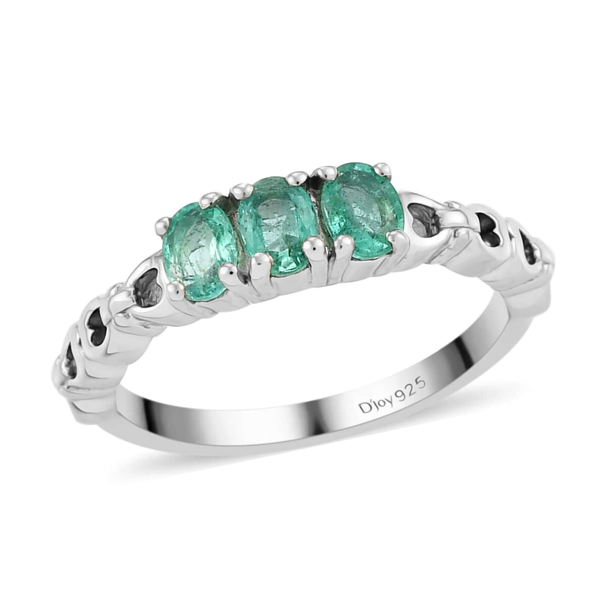 AAA Kagem Zambian Emerald 3 Stone Ring in Platinum Over Sterling Silver (Size 6.0) 0.50 ctw image number 0