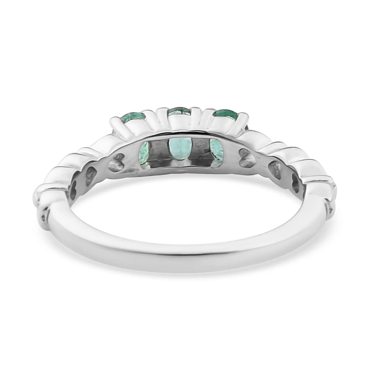 AAA Kagem Zambian Emerald 3 Stone Ring in Platinum Over Sterling Silver (Size 6.0) 0.50 ctw image number 4