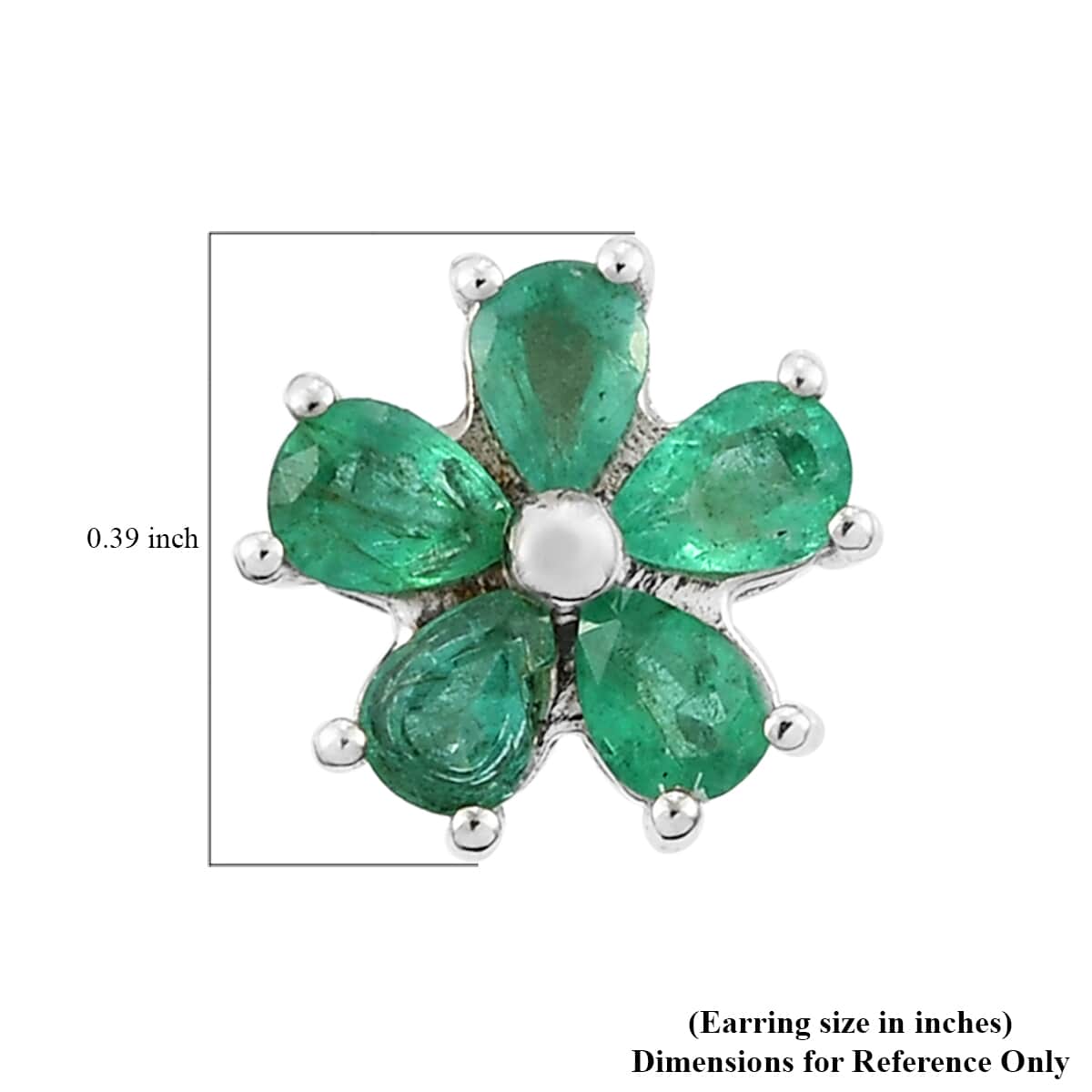 AAA Kagem Zambian Emerald Flower Stud Earrings in Platinum Over Sterling Silver 1.25 ctw image number 4