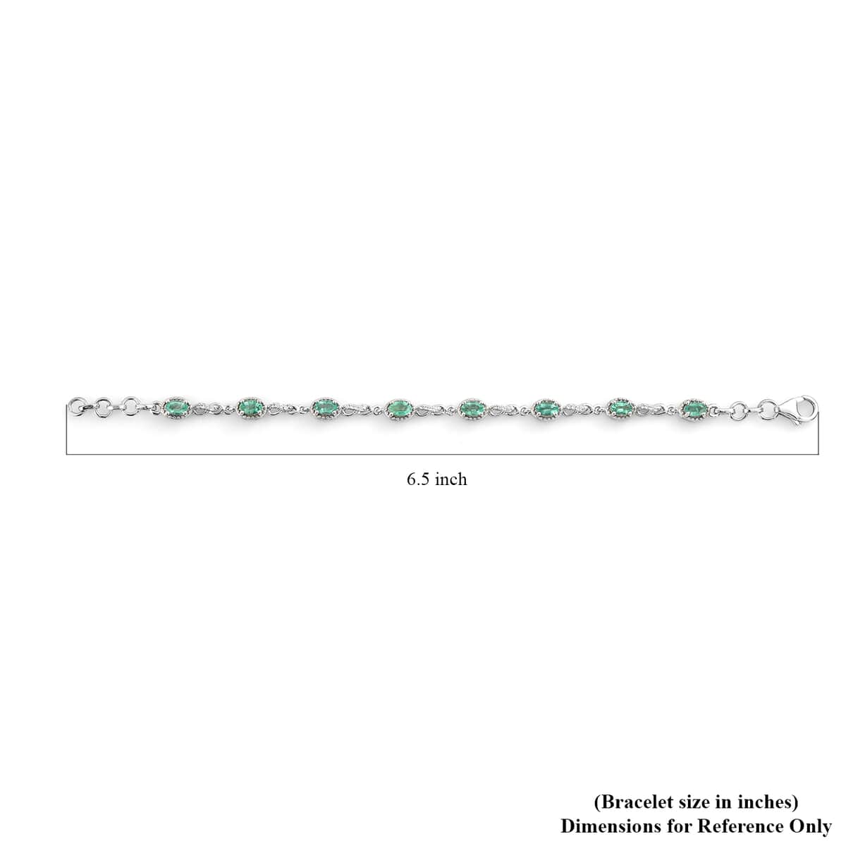 AAA Kagem Zambian Emerald and Natural White Zircon Station Bracelet in Platinum Over Sterling Silver (6.50 In) 1.75 ctw image number 4