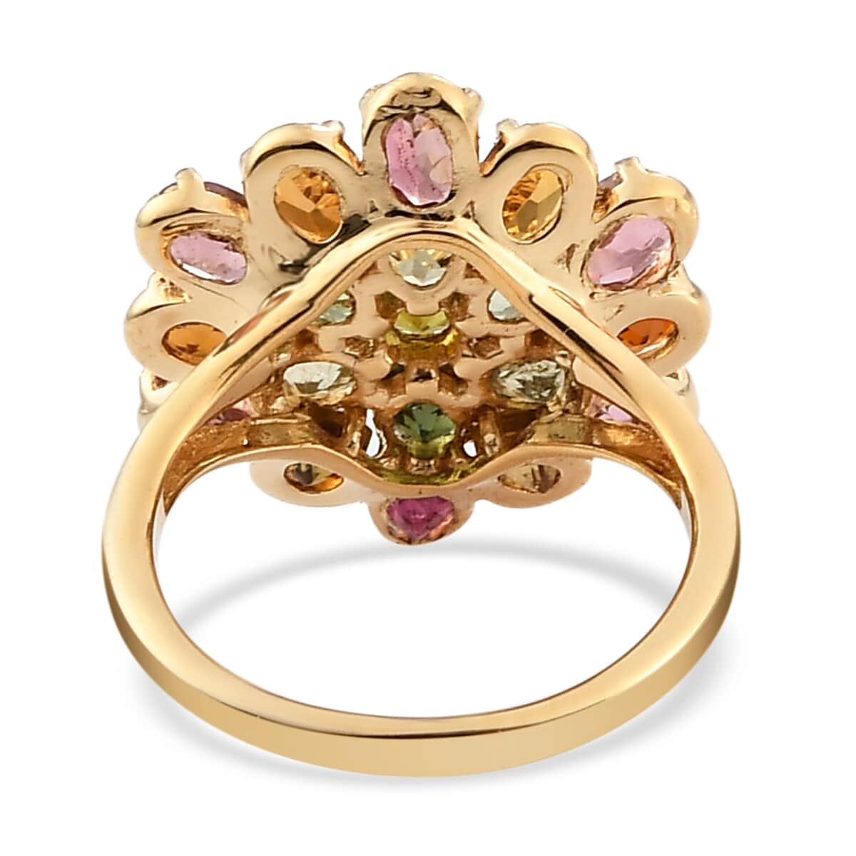 Multi-Tourmaline Floral Ring in Vermeil Yellow Gold Over Sterling Silver (Size 6.0) 3.40 ctw image number 4