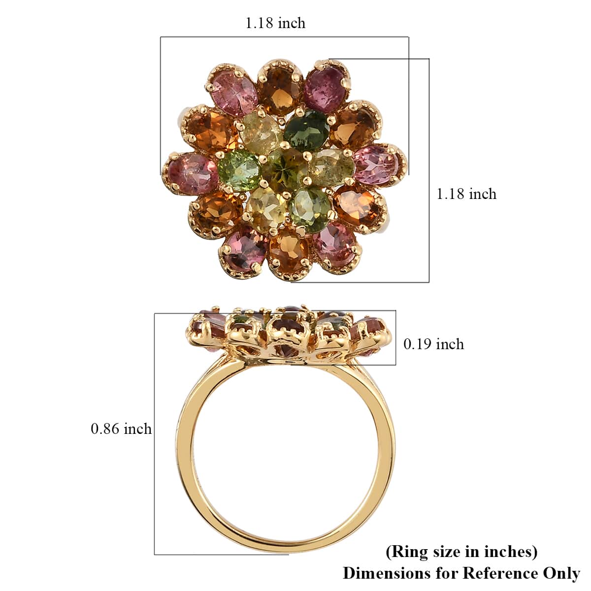 Multi-Tourmaline Floral Ring in Vermeil Yellow Gold Over Sterling Silver (Size 6.0) 3.40 ctw image number 5