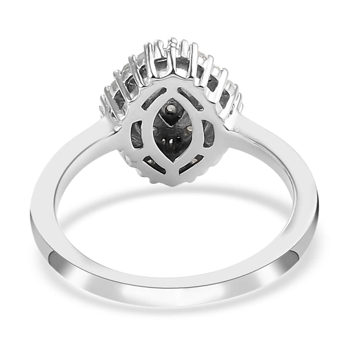 Diamond Cluster Ring in Platinum Over Sterling Silver 0.50 ctw image number 4