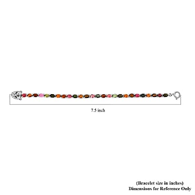 Multi-Tourmaline Tennis Bracelet, Blue Diamond Accent Bracelet, Platinum Over Sterling Silver Bracelet, Panther Clasp Bracelet (7.25 In) 11.90 ctw