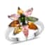 Multi-Tourmaline Floral Ring in Platinum Over Sterling Silver 1.85 ctw (Size 8.0) image number 0