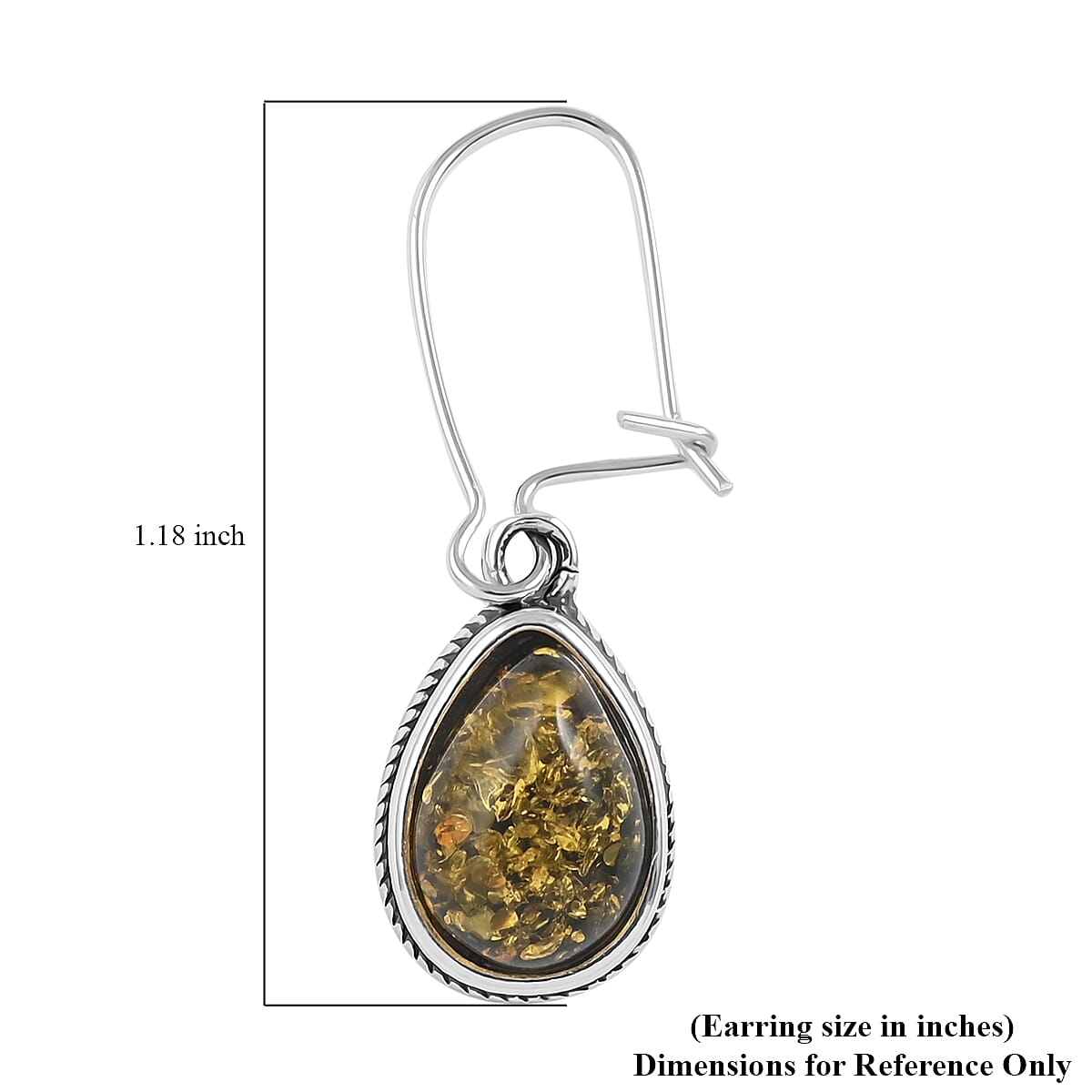 Mayan Green Amber Drop Earrings in Sterling Silver image number 4