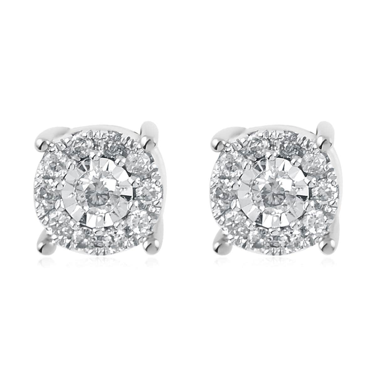 NY Closeout 10K White Gold G-H I2-I3 Diamond Stud Earrings 2 Grams 0.25 ctw image number 0