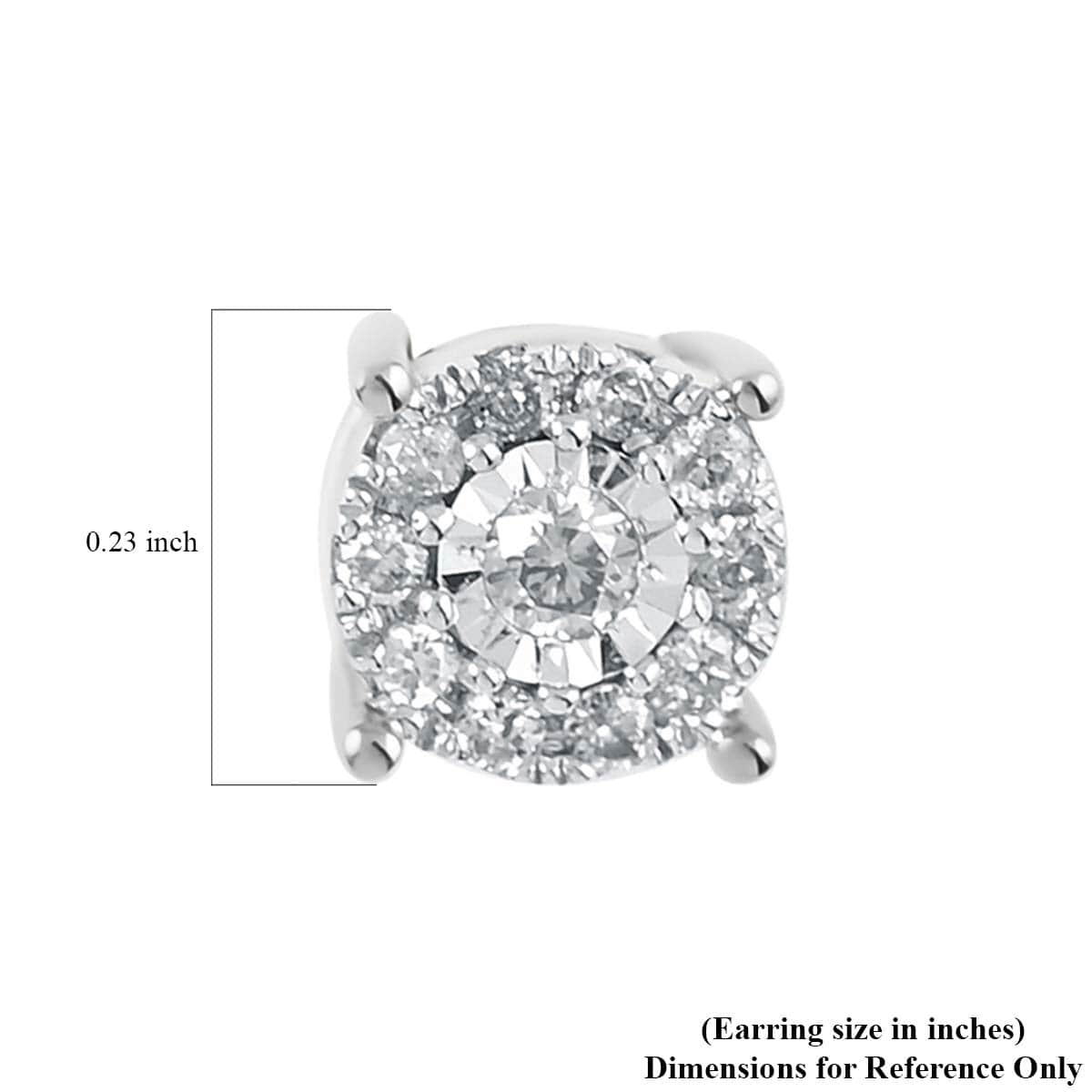 NY Closeout 10K White Gold G-H I2-I3 Diamond Stud Earrings 2 Grams 0.25 ctw image number 4