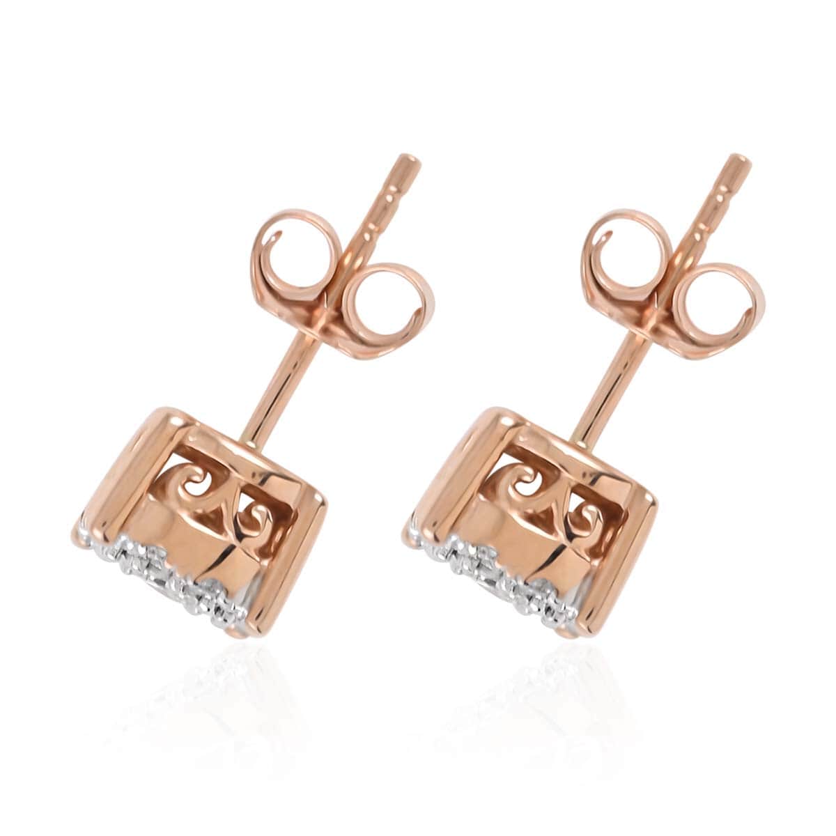 NY Closeout 10K Rose and White Gold G-H I2-I3 Diamond Stud Earrings 0.25 ctw image number 3
