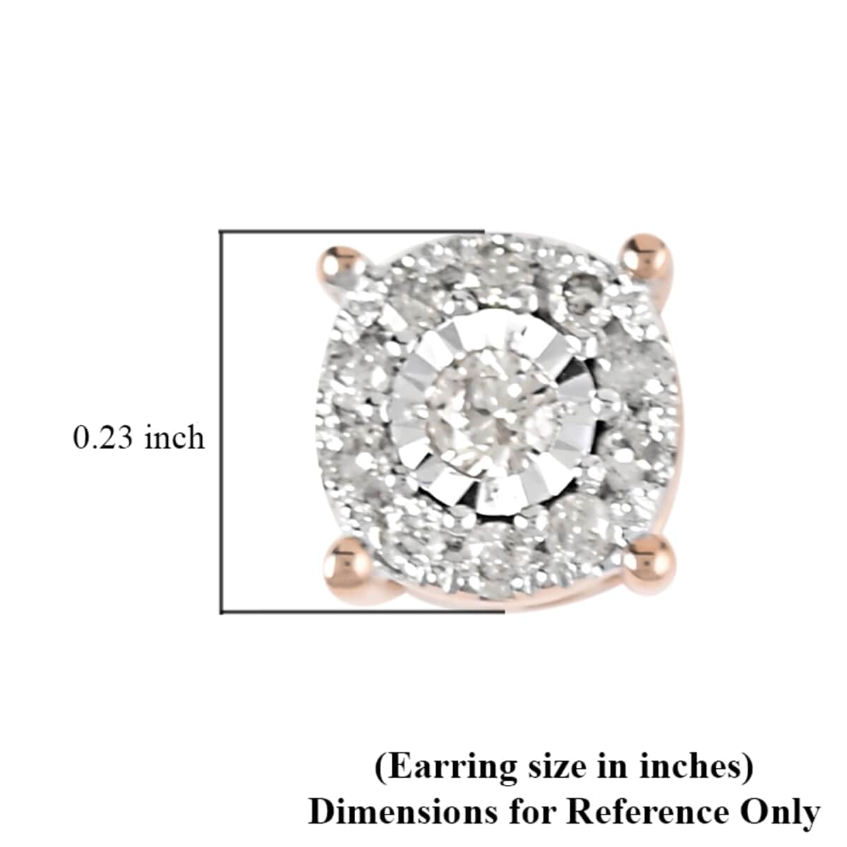 NY Closeout 10K Rose and White Gold G-H I2-I3 Diamond Stud Earrings 0.25 ctw image number 4