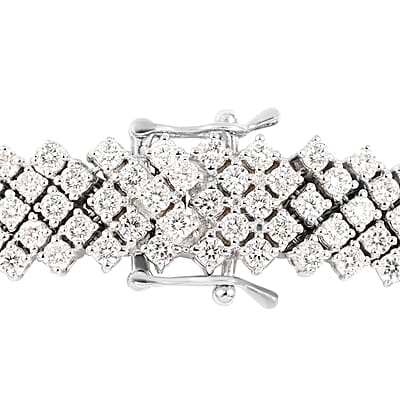 NY Closeout 14K White Gold G-H VS Diamond Multi Rows Bracelet (7.25 In) 24.25 Grams 8.00 ctw