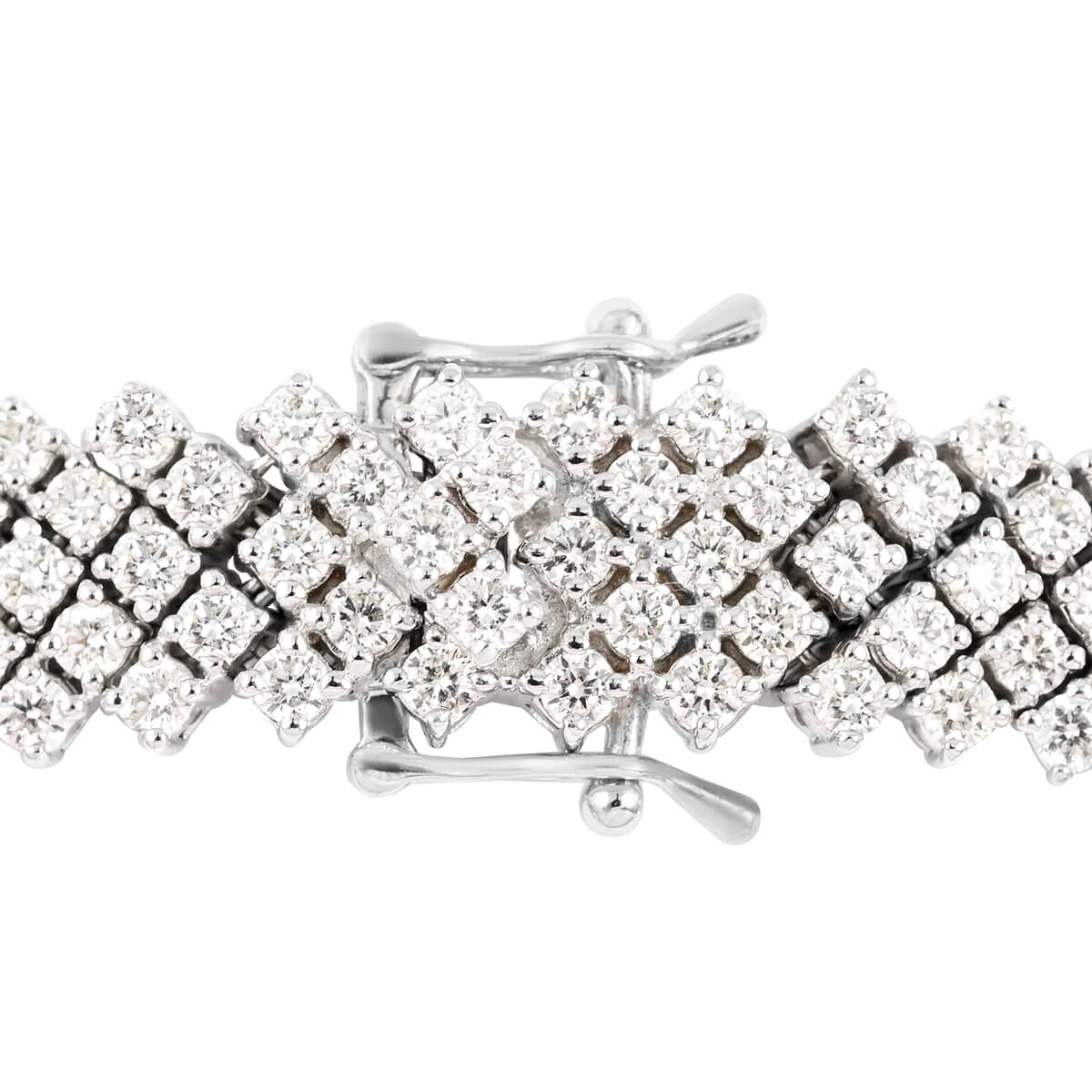 NY Closeout 14K White Gold G-H VS Diamond Multi Rows Bracelet (7.25 In) 24.25 Grams 8.00 ctw image number 3