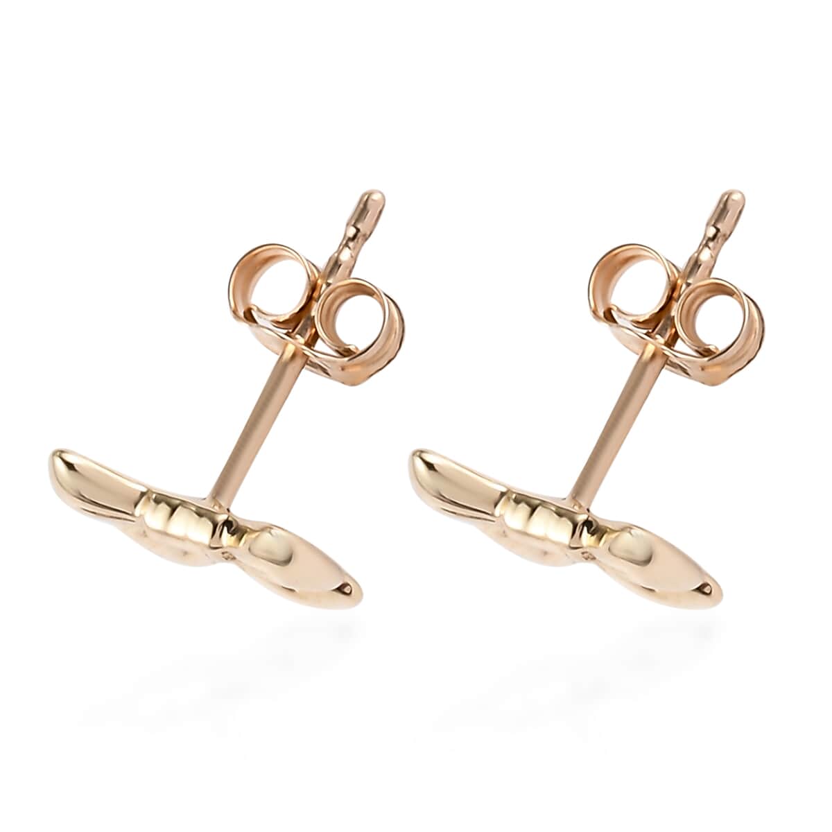 Luxoro 10K Yellow Gold Stud Bow Earrings image number 3