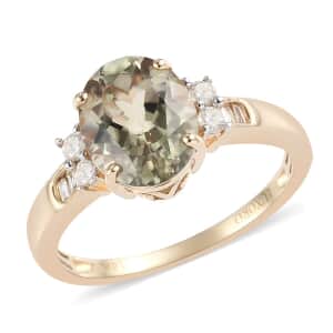 Luxoro 14K Yellow Gold AA Premium Turkizite and G-H I2 Diamond Ring (Size 8.0) 2.60 ctw