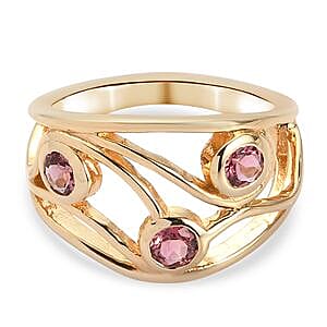 Morro Redondo Pink Tourmaline 0.54 ctw Ring in Vermeil Yellow Gold Over Sterling Silver (Size 5.5)