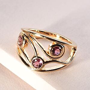 Morro Redondo Pink Tourmaline 0.54 ctw Ring in Vermeil Yellow Gold Over Sterling Silver (Size 5.5)