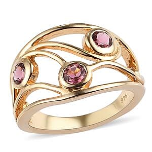 Morro Redondo Pink Tourmaline 0.54 ctw Ring in Vermeil Yellow Gold Over Sterling Silver (Size 5.5)