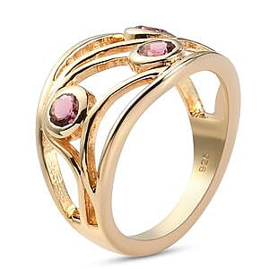 Morro Redondo Pink Tourmaline 0.54 ctw Ring in Vermeil Yellow Gold Over Sterling Silver (Size 5.5)