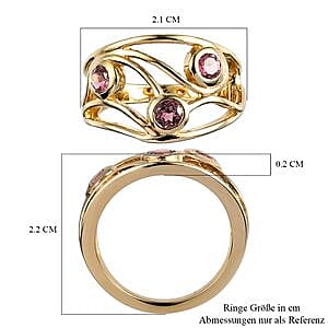 Morro Redondo Pink Tourmaline 0.54 ctw Ring in Vermeil Yellow Gold Over Sterling Silver (Size 5.5)