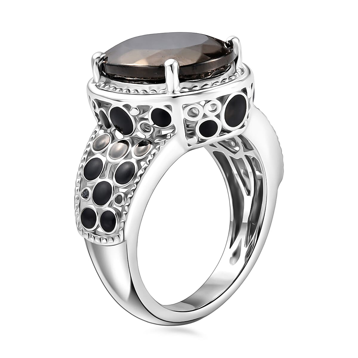 Elite Shungite 3.80 ctw Ring in Platinum Over Sterling Silver (Size 5.5)