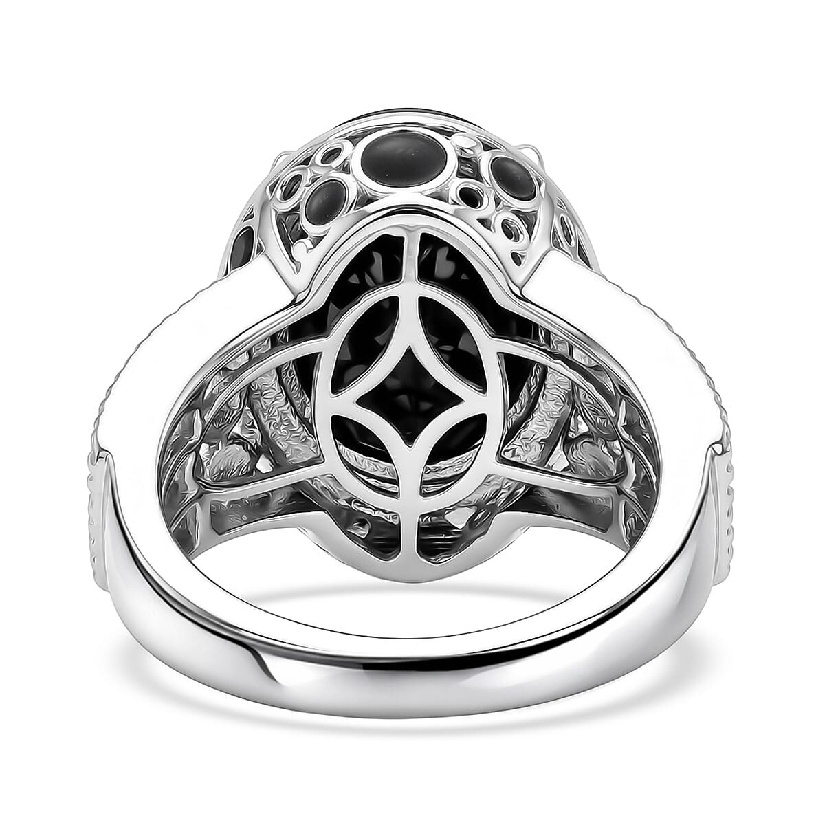Elite Shungite 3.80 ctw Ring in Platinum Over Sterling Silver (Size 5.5)