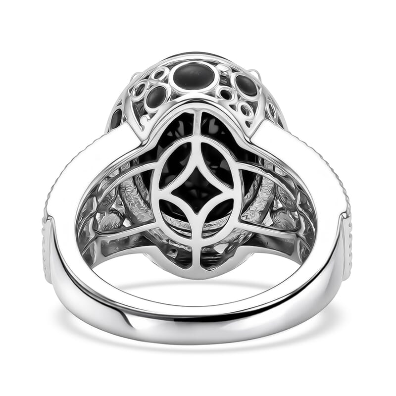 Elite Shungite 3.80 ctw Ring in Platinum Over Sterling Silver (Size 5.5)