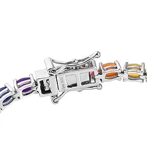 Multi Welo Opal Tennis Bracelet in Platinum Over Sterling Silver (8.00 In) 10.10 Grams 6.25 ctw