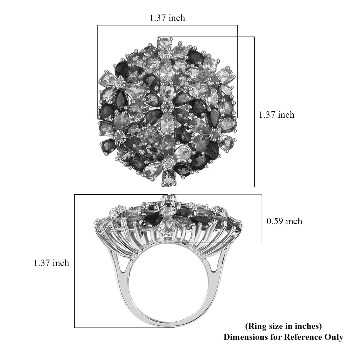 Multi-Tourmaline Floral Ring in Platinum Over Sterling Silver (Size 10.0) 10.10 Grams 11.50 ctw image number 6