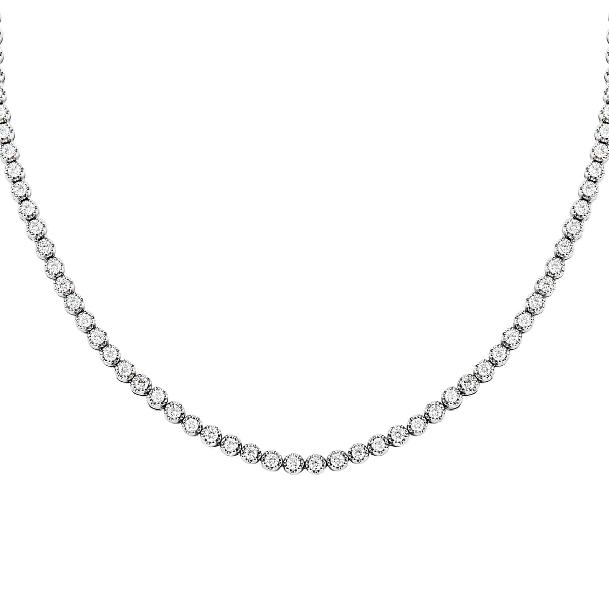 NY Closeout 14K White Gold F-G VS Diamond Straight Eternity Necklace 16 Inches 27.80 Grams 6.95 ctw image number 0