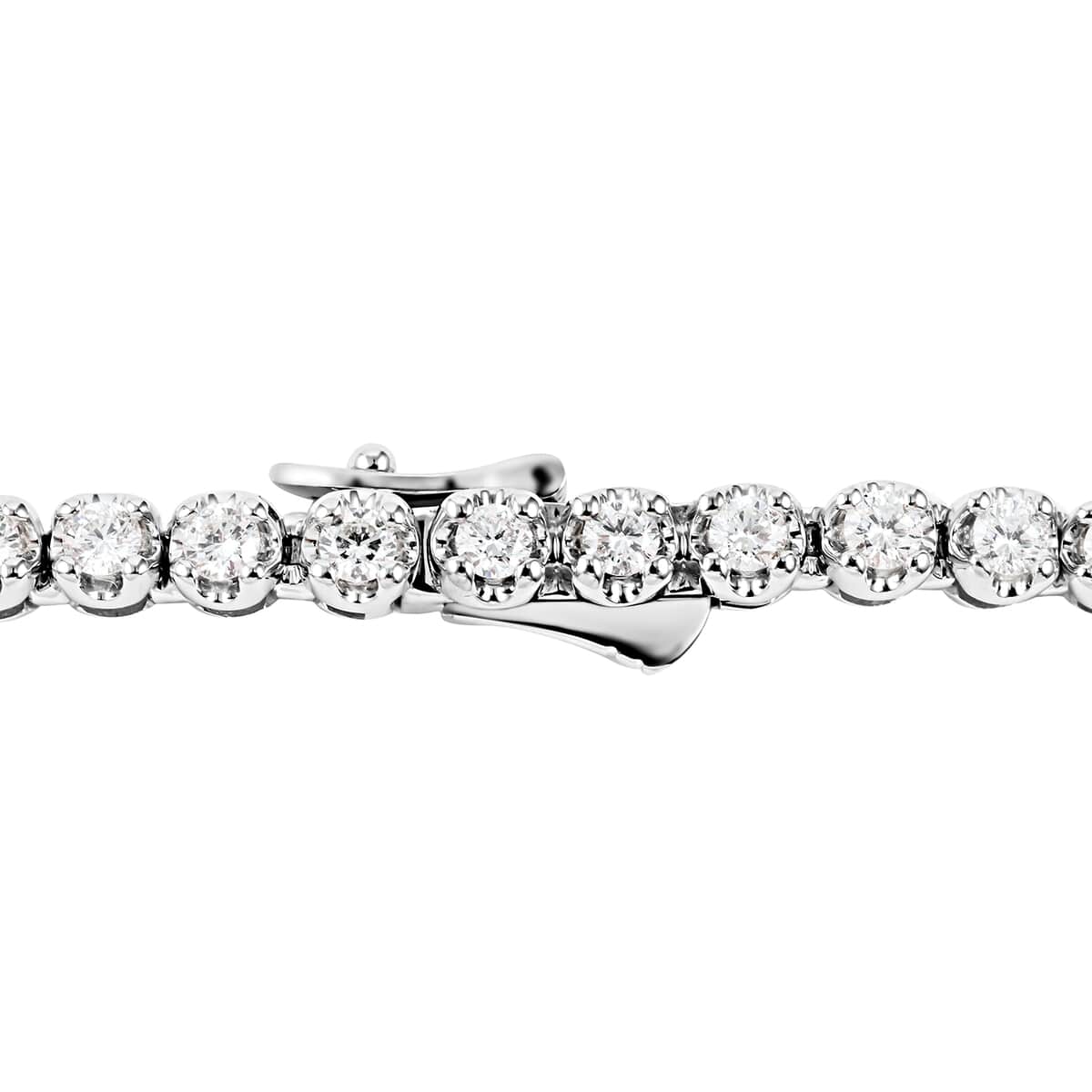 NY Closeout 14K White Gold F-G VS Diamond Straight Eternity Necklace 16 Inches 27.80 Grams 6.95 ctw image number 3