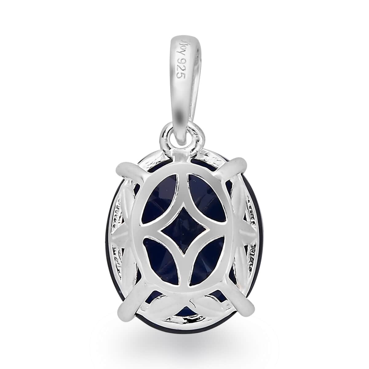 Lab Created Blue Sapphire Solitaire Pendant in Sterling Silver 6.40 ctw image number 3