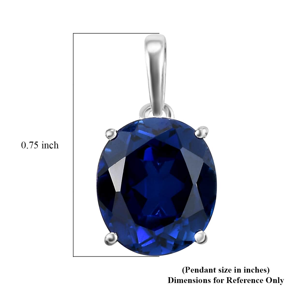 Lab Created Blue Sapphire Solitaire Pendant in Sterling Silver 6.40 ctw image number 4
