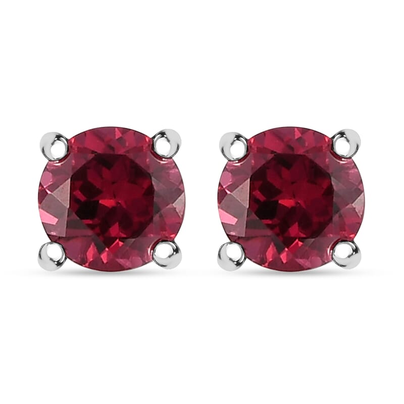 D'Joy Tanzanian Wine Garnet 1.25 ctw Solitaire Stud Earrings in Sterling Silver 