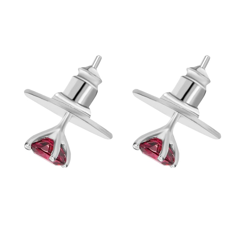D'Joy Tanzanian Wine Garnet 1.25 ctw Solitaire Stud Earrings in Sterling Silver 