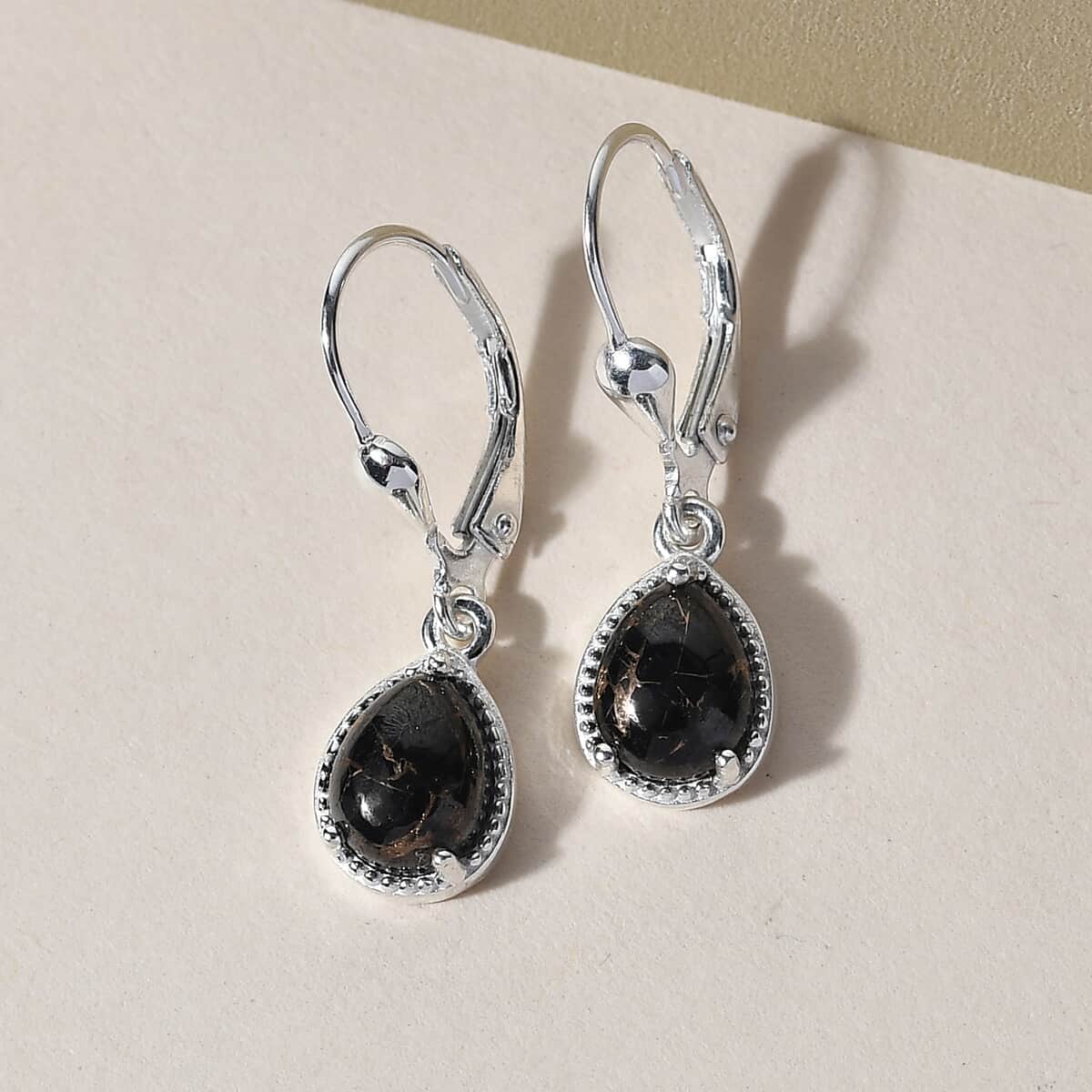 Matrix Silver Shungite Earrings in Sterling Silver 1.75 ctw image number 1