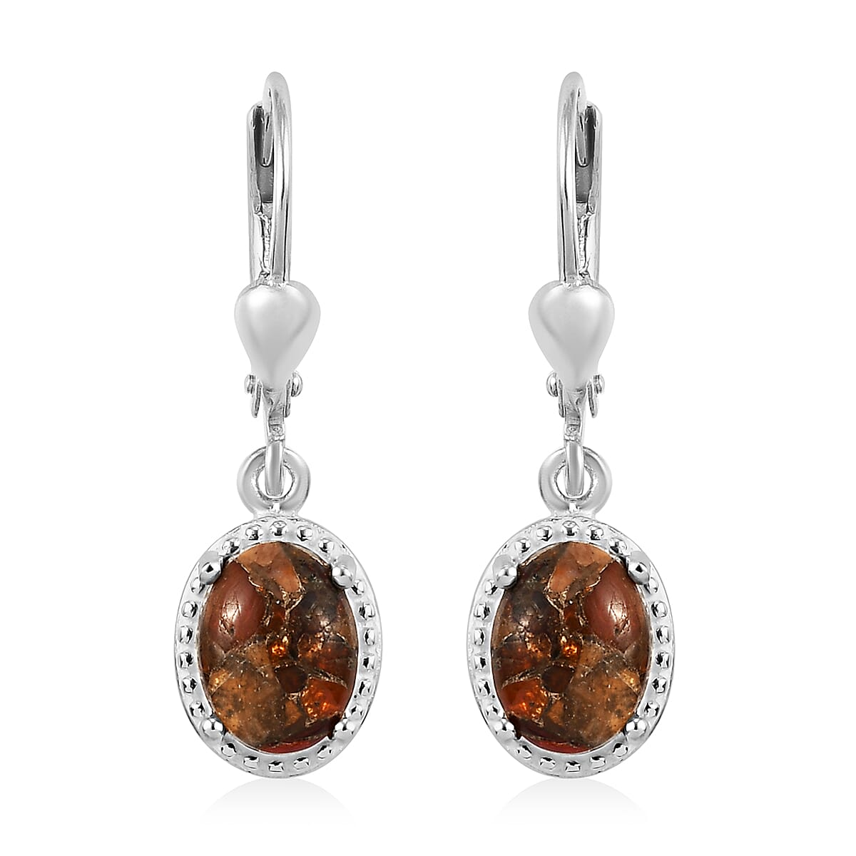 Matrix Fire Opal Lever Back Earrings in Sterling Silver 2.40 ctw
