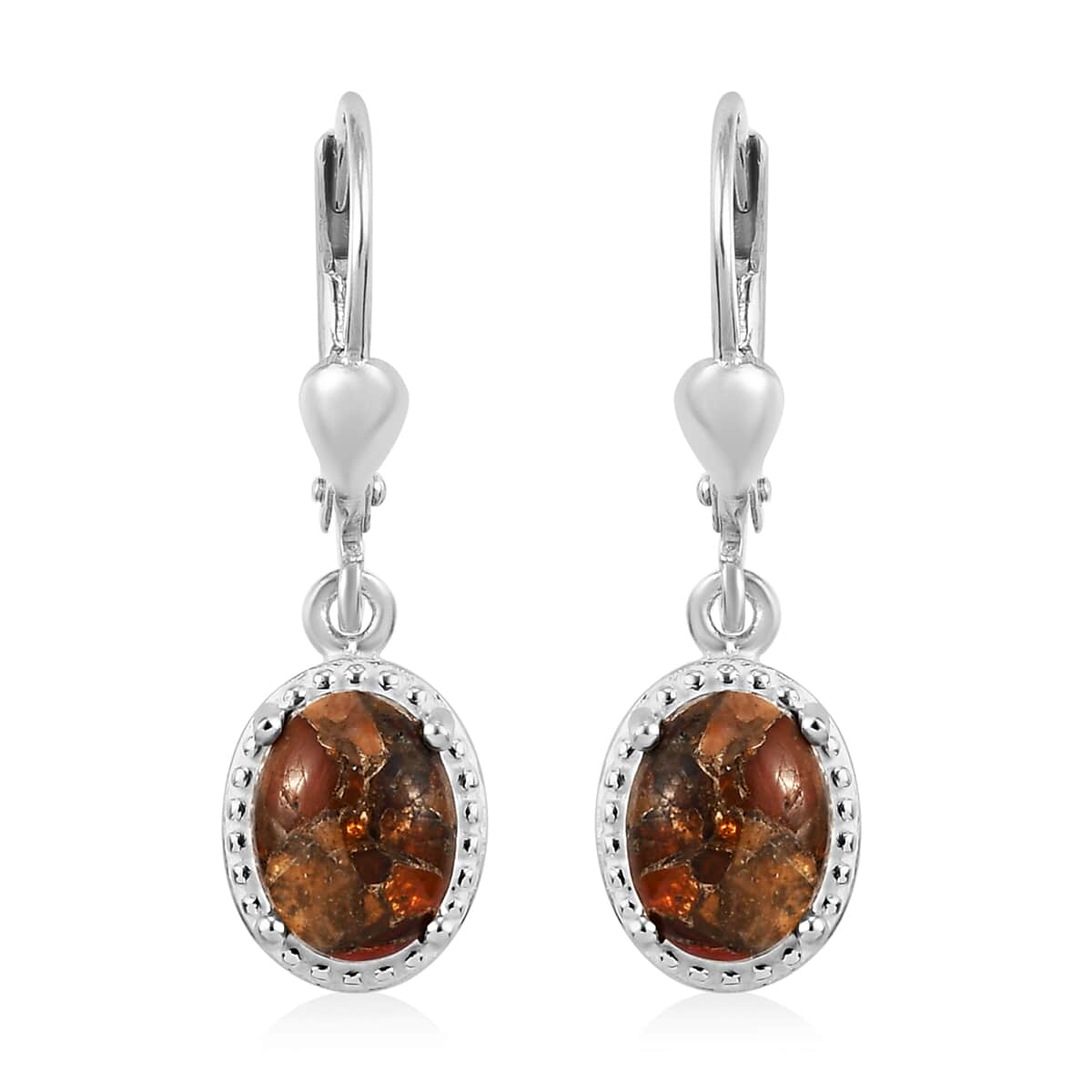 Matrix Fire Opal Lever Back Earrings in Sterling Silver 2.40 ctw image number 0