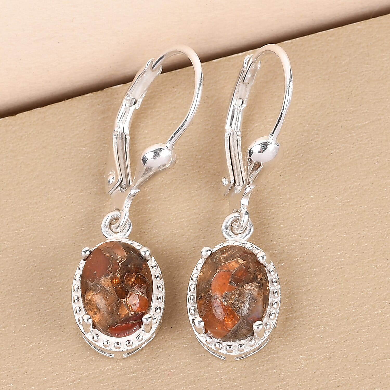 Matrix Fire Opal Lever Back Earrings in Sterling Silver 2.40 ctw