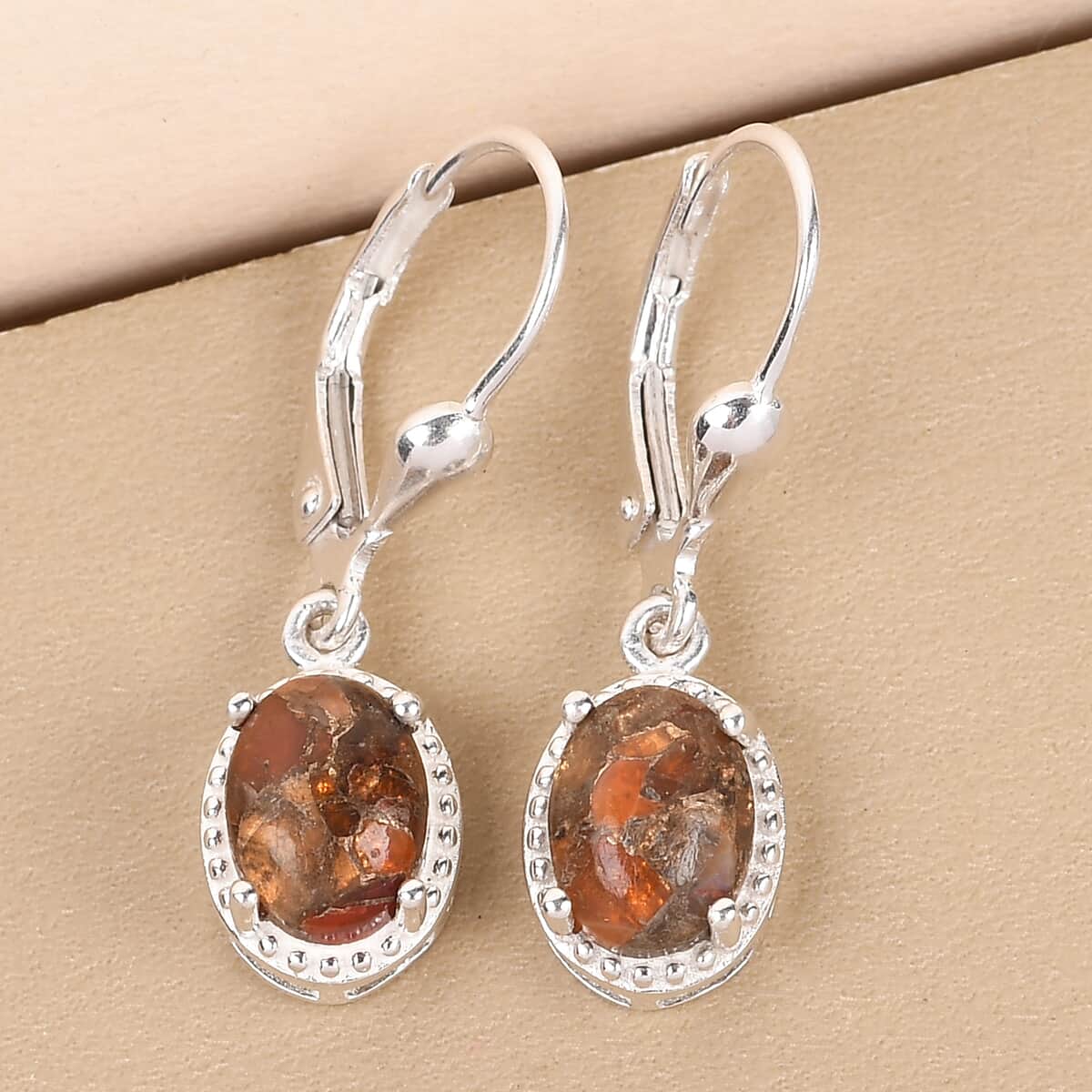 Matrix Fire Opal Lever Back Earrings in Sterling Silver 2.40 ctw image number 1