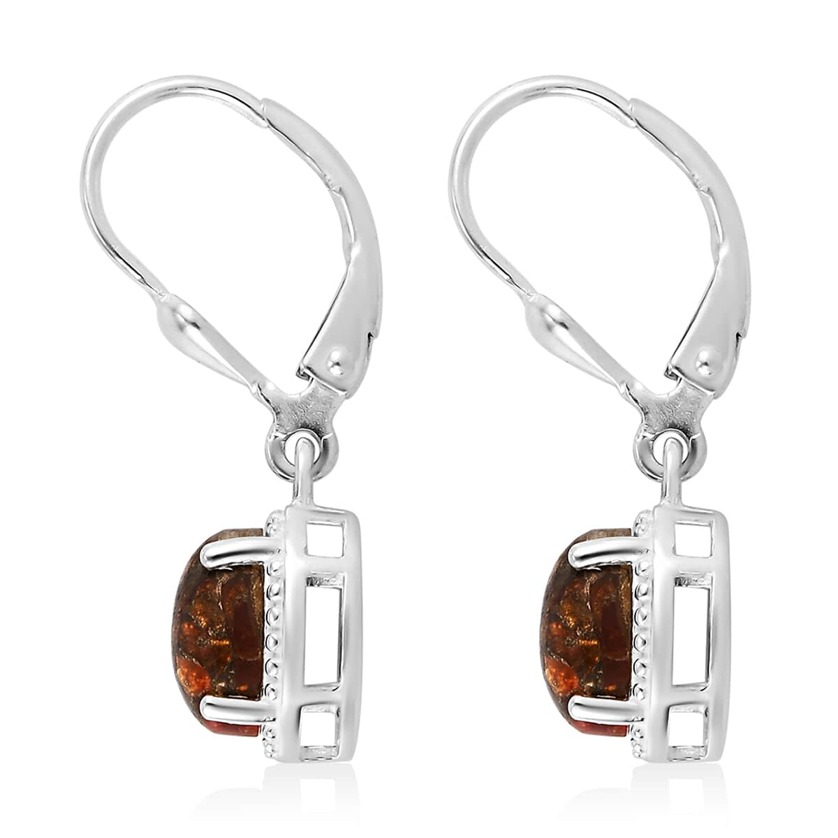 Matrix Fire Opal Lever Back Earrings in Sterling Silver 2.40 ctw image number 3