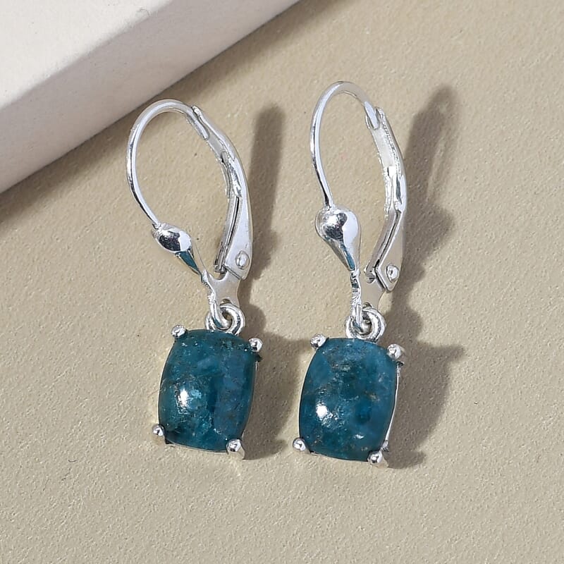 Matrix Neon Apatite Lever Back Earrings in Sterling Silver 3.15 ctw