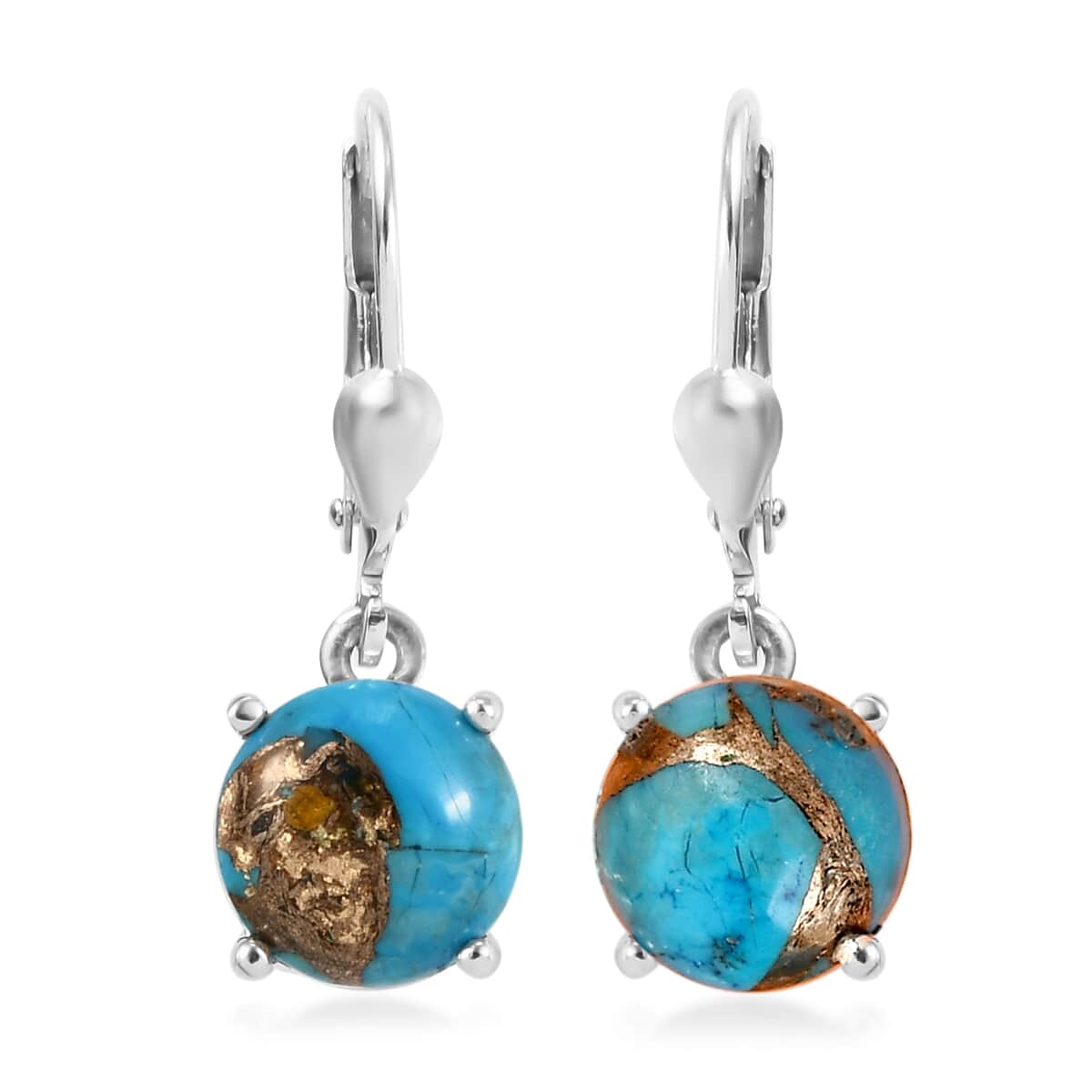 Matrix Chestnut Brine Turquoise Lever Back Earrings in Sterling Silver 4.25 ctw image number 0