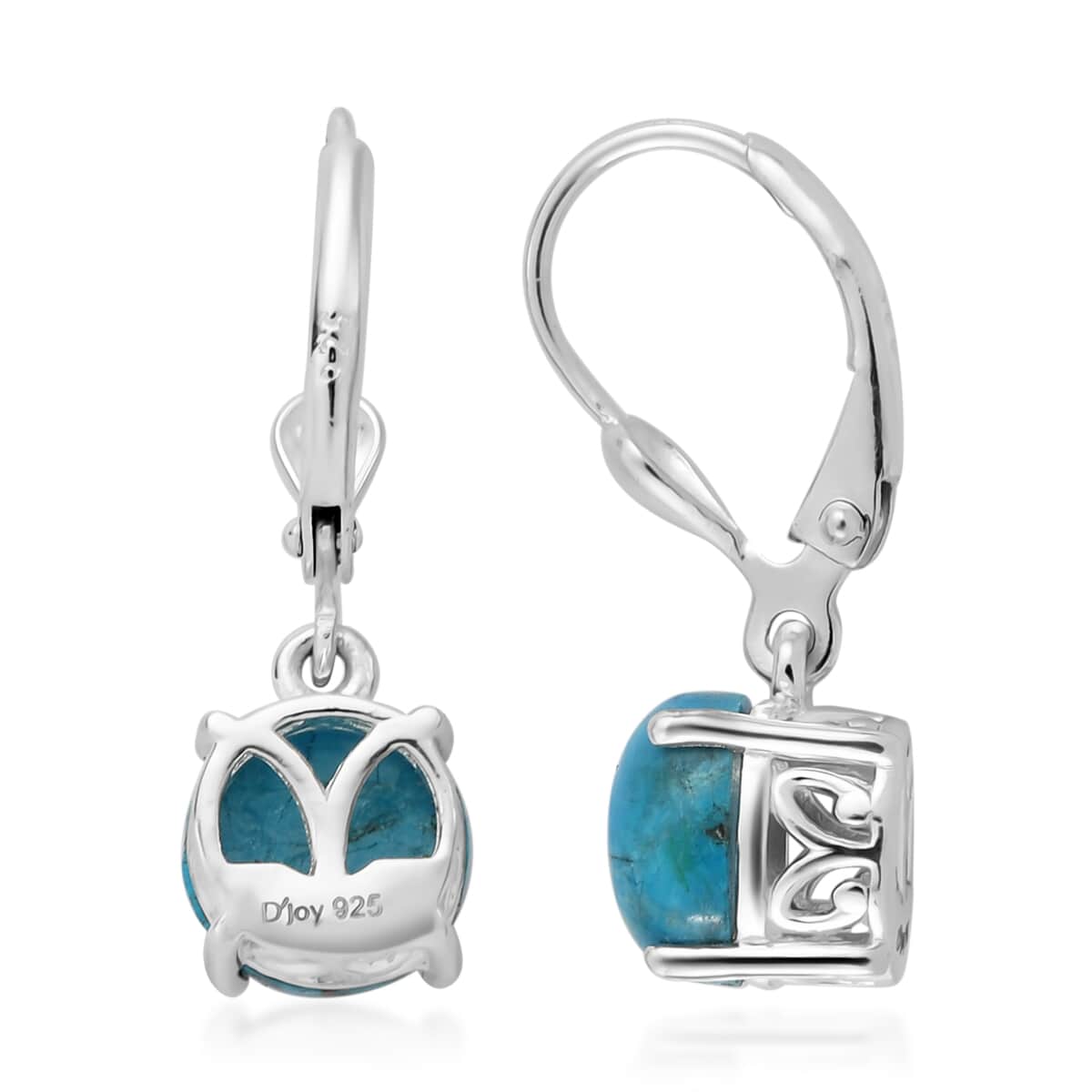 Matrix Chestnut Brine Turquoise Lever Back Earrings in Sterling Silver 4.25 ctw image number 3