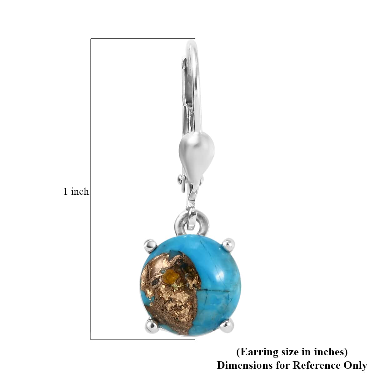 Matrix Chestnut Brine Turquoise Lever Back Earrings in Sterling Silver 4.25 ctw image number 4