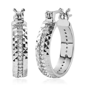 Diamond Hoop Earrings In Platinum Plated Sterling Silver, 925 Sterling Silver Hoops For Women, Jewelry Gifts For Women 0.50 ctw